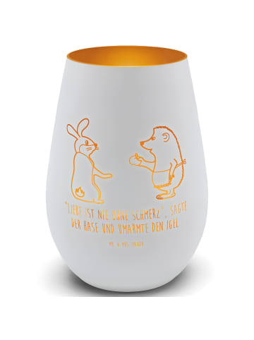 Mr. & Mrs. Panda Outdoor Windlicht Hase Igel mit Spruch in Weiß