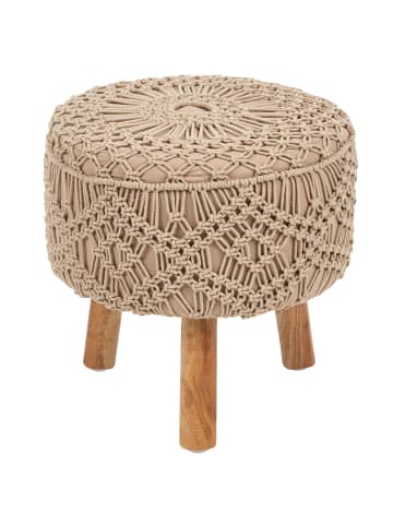 Beliani Hocker MANZAI in Beige/Braun - (W) 40 x (H) 44 x (L) 40 cm