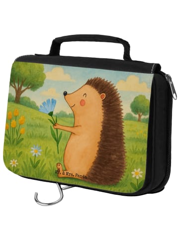 Mr. & Mrs. Panda Kosmetiktasche Igel Blumen Design ohne Spruch in Weiß