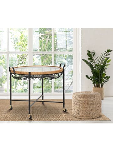 Mauro Ferretti Couchtisch aus Eisen, Holz und Glas, schwarz und braun, 70,5 x 65 x 57 cm