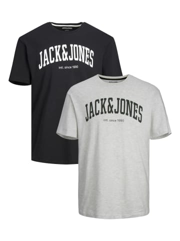 Jack & Jones 2-er Set Logo T-Shirt Kurzarm Basic Shirt JJELOGO in Schwarz-Weiß