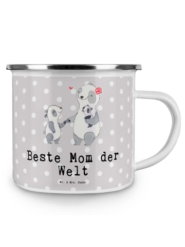 Mr. & Mrs. Panda Tasse Panda Beste Mom der Welt mit Spruch in Grau Pastell