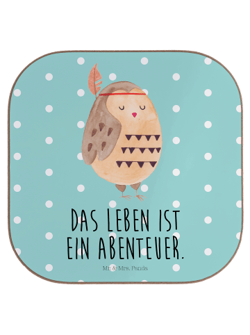 Mr. & Mrs. Panda Untersetzer für Gläser Eule Federschmuck mit Sp... in Türkis Pastell