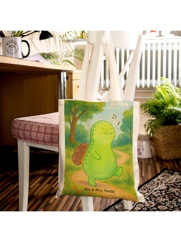 Mr. & Mrs. Panda Tote Bag Schildkröte Pfeifen Design ohne Spruch in Weiß