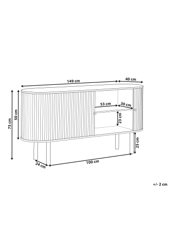 Beliani Sideboard MANARA in Heller Holzfarbton - (W) 149 x (H) 75 x (L) 40 cm
