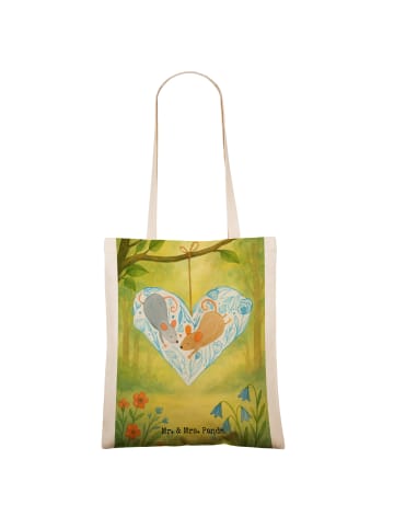 Mr. & Mrs. Panda Shopper Mäuse Herz Design ohne Spruch in Weiß