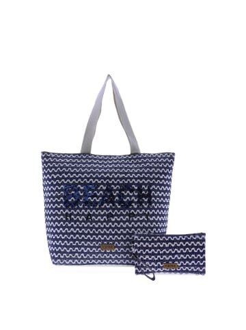 FOR TIME Strandtasche und Strand-Kulturtasche Sol (B)34 x (H)39 x (T)15 cm in Blau