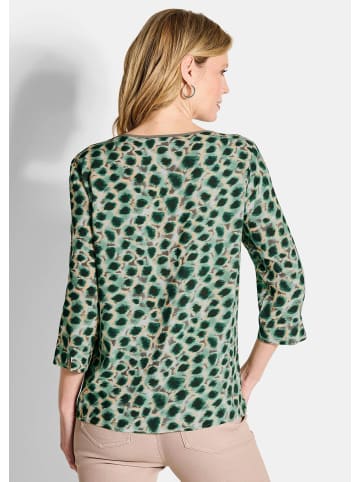 GOLDNER Elegante Viskosebluse mit Leo-Muster in graugrün / gemustert