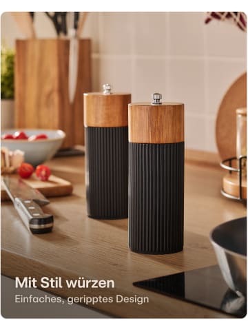 Praknu Salz & Pfeffermühle Set Akazien Holz – Edles Design & Keramikmahlwerk