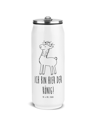Mr. & Mrs. Panda Edelstahl Trinkflasche Lama König mit Spruch in Weiß