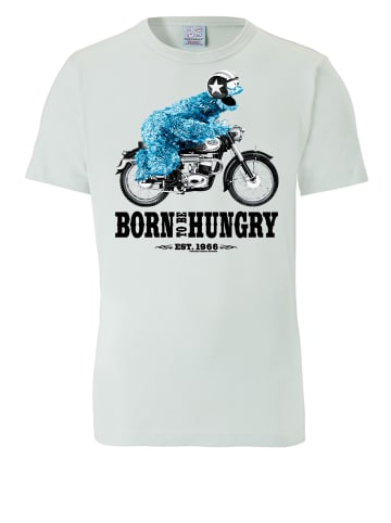 Logoshirt T-Shirt Sesamstraße - Krümelmonster Motorrad in hellblau