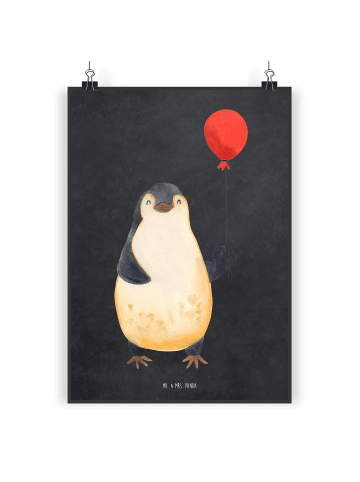 Mr. & Mrs. Panda Bild Pinguin Luftballon ohne Spruch in Kreidetafel
