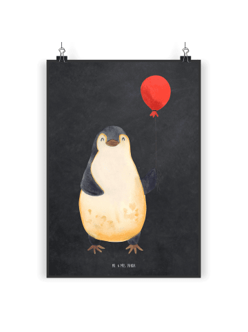 Mr. & Mrs. Panda Poster Pinguin Luftballon ohne Spruch in Kreidetafel