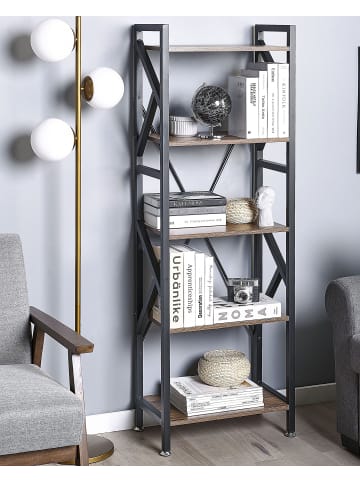 Beliani Bücherregal DALE in Braun/Schwarz - (W) 47 x (H) 150 x (L) 30 cm