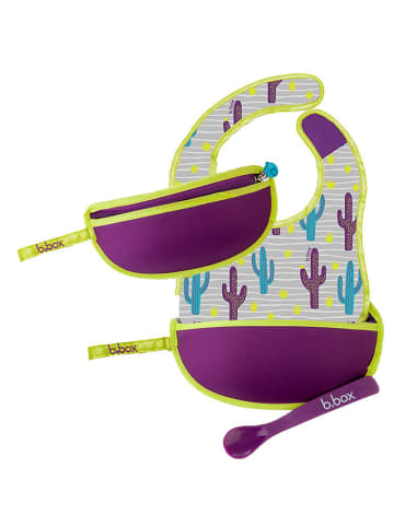 B. Box Baby Lätzchen mit Auffangschale und Löffel Cactus in Violett