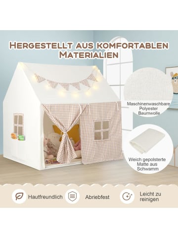 COSTWAY Kinderspielzelt 3-8 Jahren in Beige