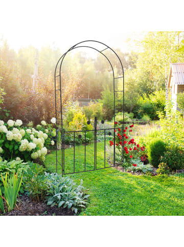 Rosenbogen Tor in Schwarz - (B)116 x (H)228 x (T)36,5 cm