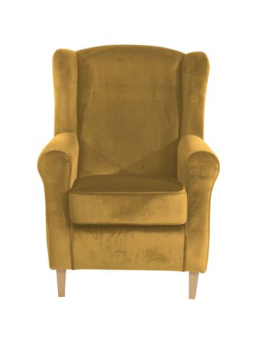 58 aufm Kessel OHRENSESSEL Karlen Bezug Samtvelours Buche natur / mais