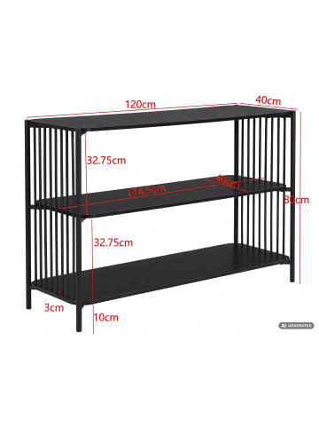 FineBuy Bücherregal in Schwarz / MDF / 120x40x80