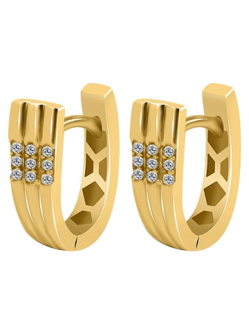 Adeliás Damen Ohrringe – Klappcreole aus 333 Gold mit Zirkonia in gold