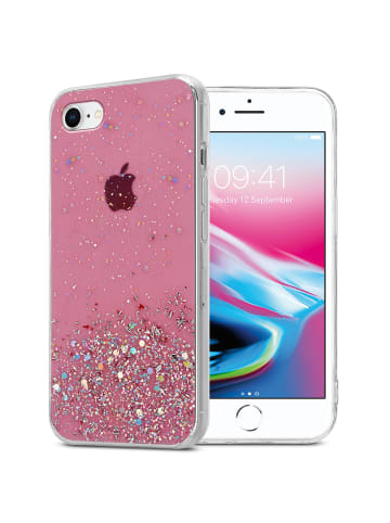 cadorabo Hülle für Apple iPhone 7 / 7S / 8 / SE 2020 Glitter in Rosa mit Glitter