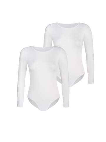 Teyli 2er Pack: Langärmeliger Viskose-Bodysuit Longy in weiß