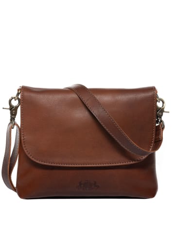 SID & VAIN Leder-Umhängetasche Leder Schultertasche Damen LINA in braun