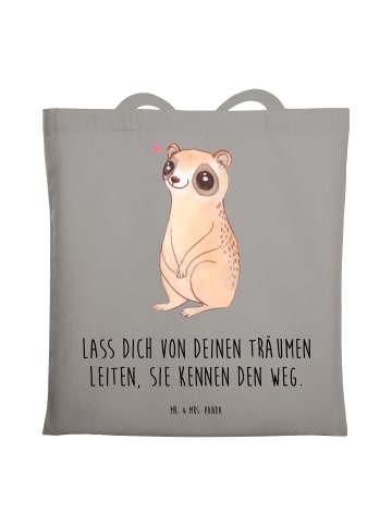 Mr. & Mrs. Panda Einkaufstasche Plumplori Glücklich mit Spruch in Light Grey