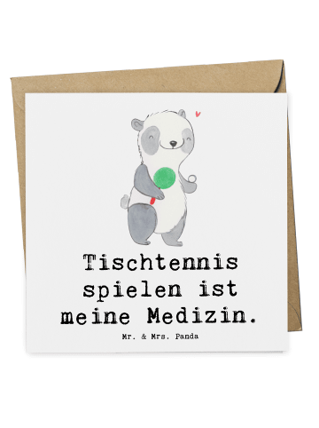 Mr. & Mrs. Panda Einladungskarte Panda Tischtennis mit Spruch in Weiß