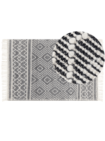 Beliani Kurzflor SAVUCA in Weiß/Schwarz - (W) 160 x (L) 230 cm