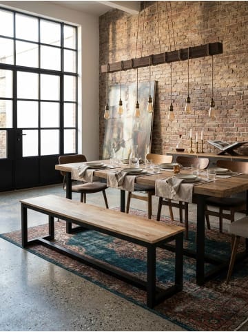 KADIMA DESIGN Esszimmerbank 120x40x45 cm Massivholz Metall Loft-Style,