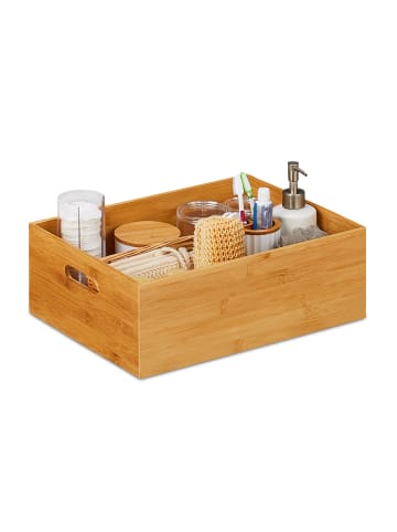 relaxdays 4 x Aufbewahrungskiste in Natur - (B)40 x (H)14 x (T)30 cm