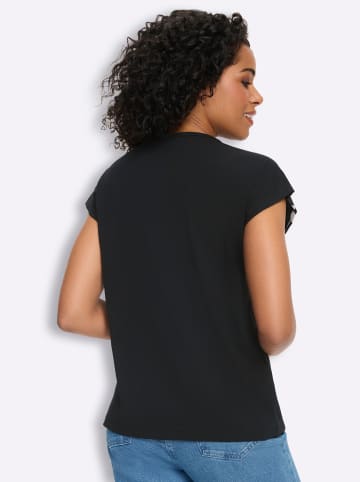 Sieh an! Rundhals-Shirt in schwarz-ecru-bedruckt