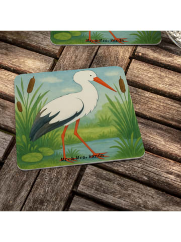 Mr. & Mrs. Panda Tischuntersetzer Storch Design ohne Spruch in Weiß