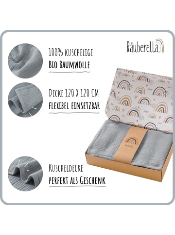 Räuberella Musselin Babydecke in Grau-Blau -120x120 cm