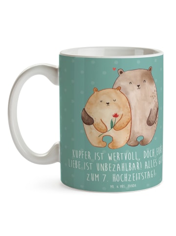 Mr. & Mrs. Panda Trinkbecher 7. Hochzeitstag Kupferhochzeit mit ... in Meeresbrise