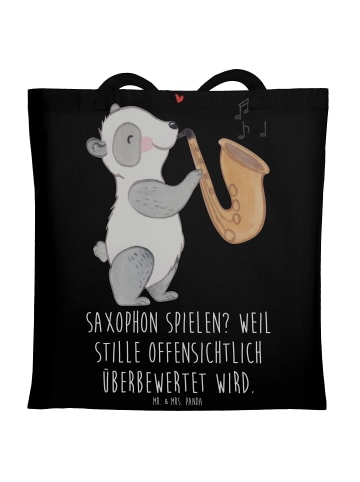 Mr. & Mrs. Panda Umhängetasche Saxophon Leidenschaft mit Spruch in Schwarz