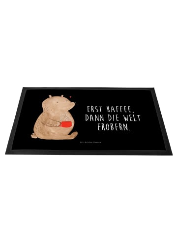 Mr. & Mrs. Panda Eingangsmatte Bär Kaffee mit Spruch in Schwarz