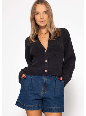 SASSYCLASSY Cardigan mit V-Ausschnitt in Schwarz
