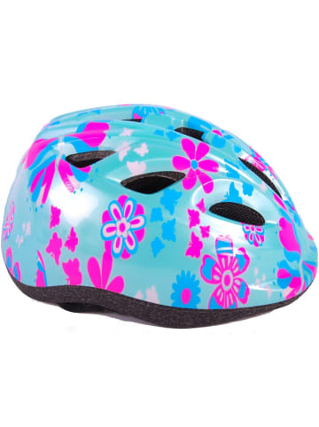 Volare Kinder-Fahrradhelm XS in Grün mit Rosa Blumen 47-51 cm 3 Jahre