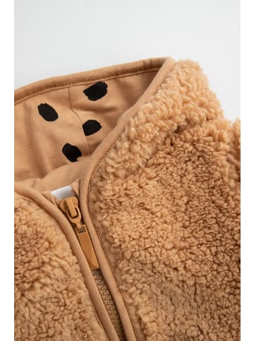 Coccodrillo Flauschige Kapuzenjacke mit Reißverschluss in beige