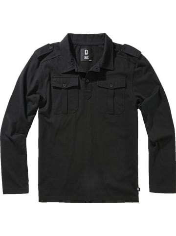 Brandit Polo "Willis Poloshirt Long Sleeve" in Schwarz