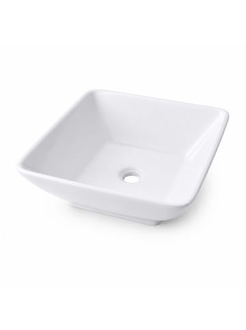 relaxdays Waschbecken in Weiß - (B)41,5 x (H)13 x (T)41,5 cm