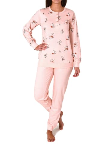 NORMANN e Pyjama Bündchen & Knopfleiste floralem Muster - 82934 in apricot