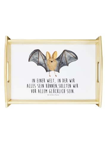 Mr. & Mrs. Panda Holztablett Fledermaus Flügel mit Spruch in Weiß