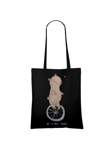 Mr. & Mrs. Panda Shopping Bag Bär Einrad fahren ohne Spruch in Schwarz