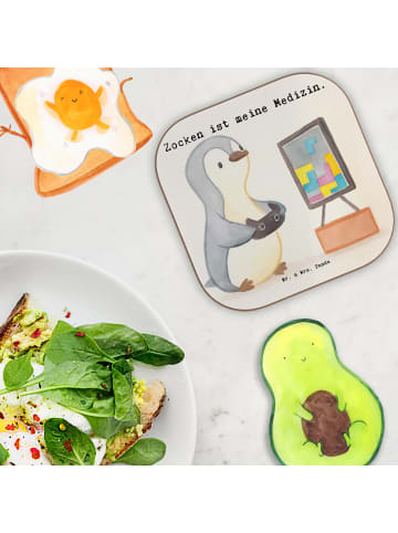 Mr. & Mrs. Panda Tischuntersetzer Pinguin Zocken Design mit Spruch in Weiß