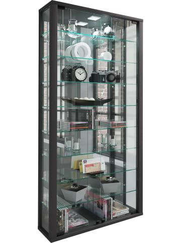 VCM  Wandvitrine Glasvitrine Vitrosa Spiegel in Schwarz