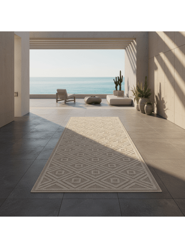 KADIMA DESIGN Teppich Outdoor Waschbar Raute CORTINA Strapazierfähig OEKO-TEX Balkon