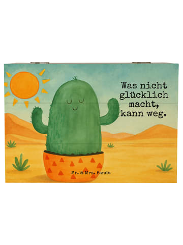 Mr. & Mrs. Panda Holzkiste Kaktus Sonne Design mit Spruch in Weiß